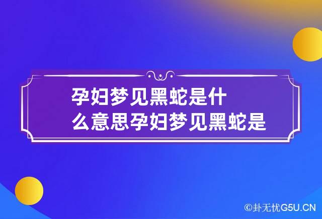 孕妇梦见黑蛇是什么意思 孕妇梦见黑蛇是什么意思啊-第1张-解梦-忧悟居